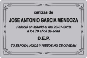 PLACA PARA DIFUNTO Grabinco.com