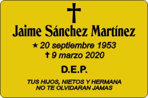 PLACA PARA DIFUNTO Grabinco.com